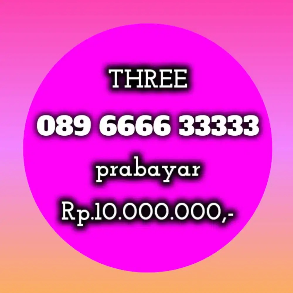 NOMOR CANTIK  THREE PRABAYAR 33333