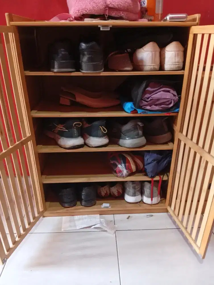 rak sepatu kayu 6 susun