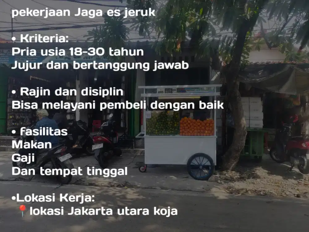 karyawan untuk jaga stand es jeruk.