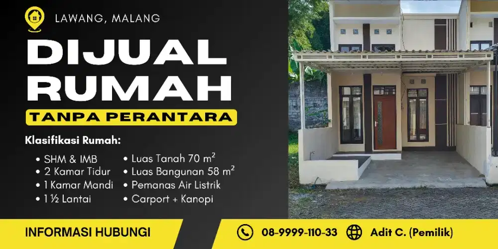 Dijual Cepat Rumah 1 ½ Lantai di Kawasan Pocari Lawang