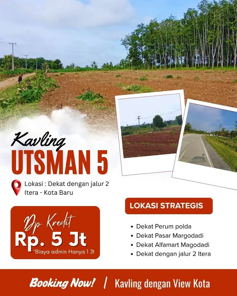 TANPA DP! DIPINGGIR JALAN UTAMA DESA! TANAH KAVLING MURAH ITERA