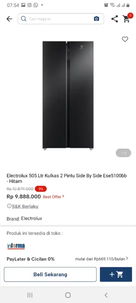 Electrolux kulkas sbs
