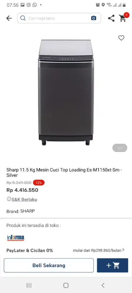 Sharp mesin cuci 11,5kg