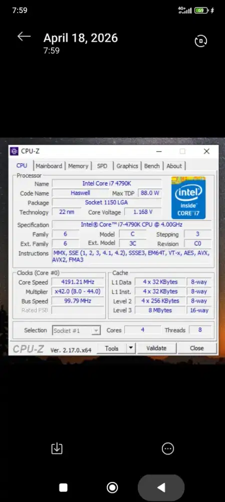 PC desktop Rakita Intel i7 4790k 4ghz