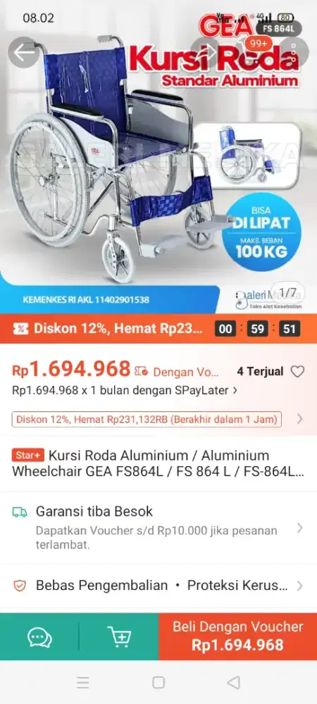 kursi roda gea alminium anti karat