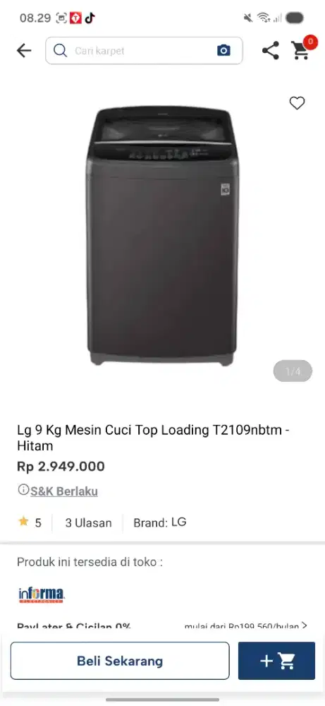 Promo mesin cuci lg 9kg