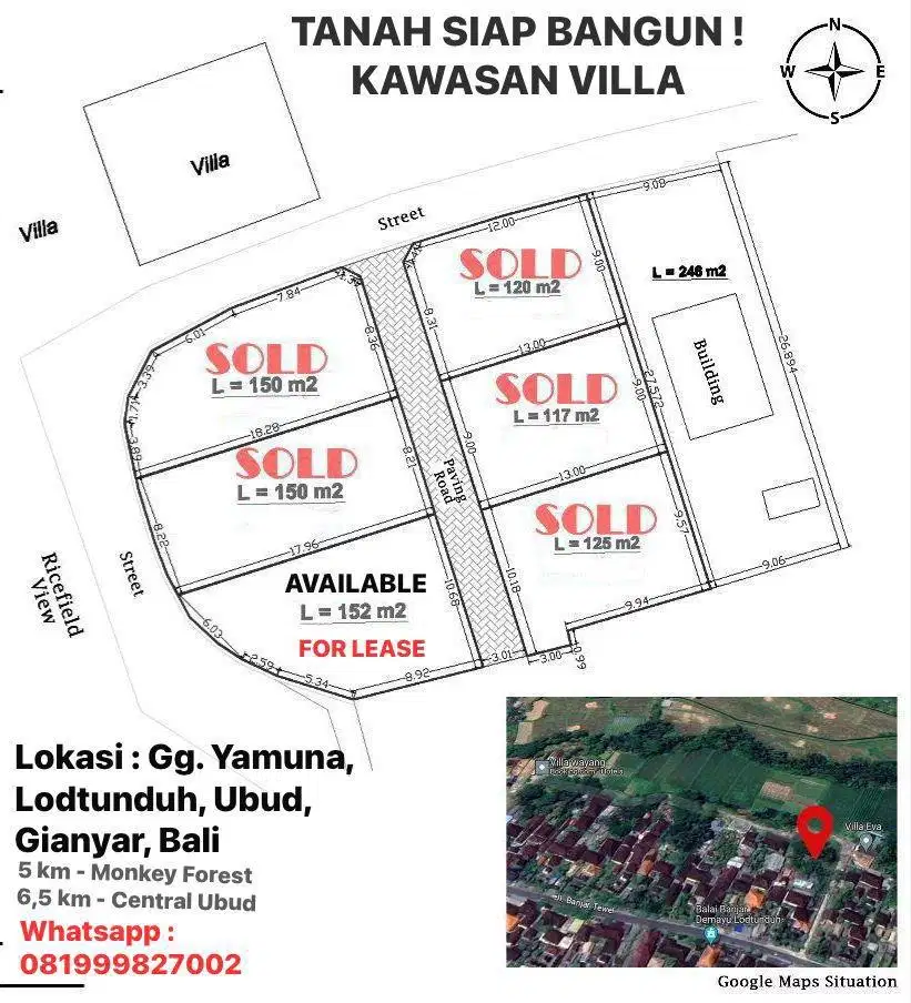 DISEWAKAN TANAH KAWASAN VILLA LODTUNDUH UBUD