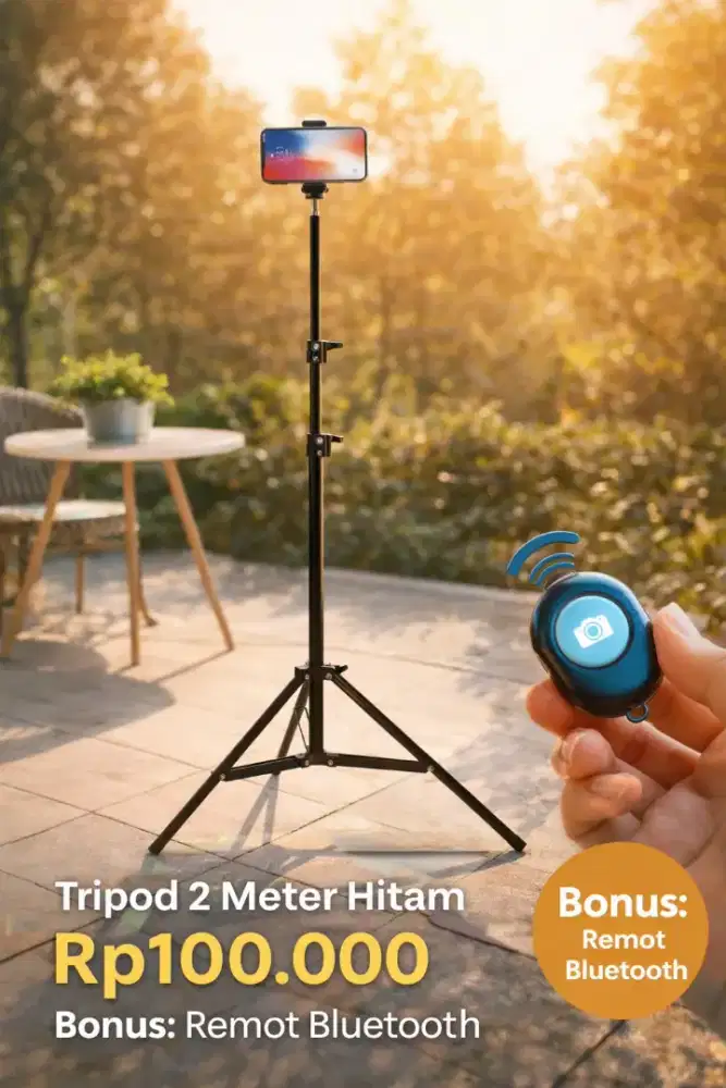 Tripod 2,1 meter Remot Tomsis Tombol Narsis Mini Ball Head Ball Holder