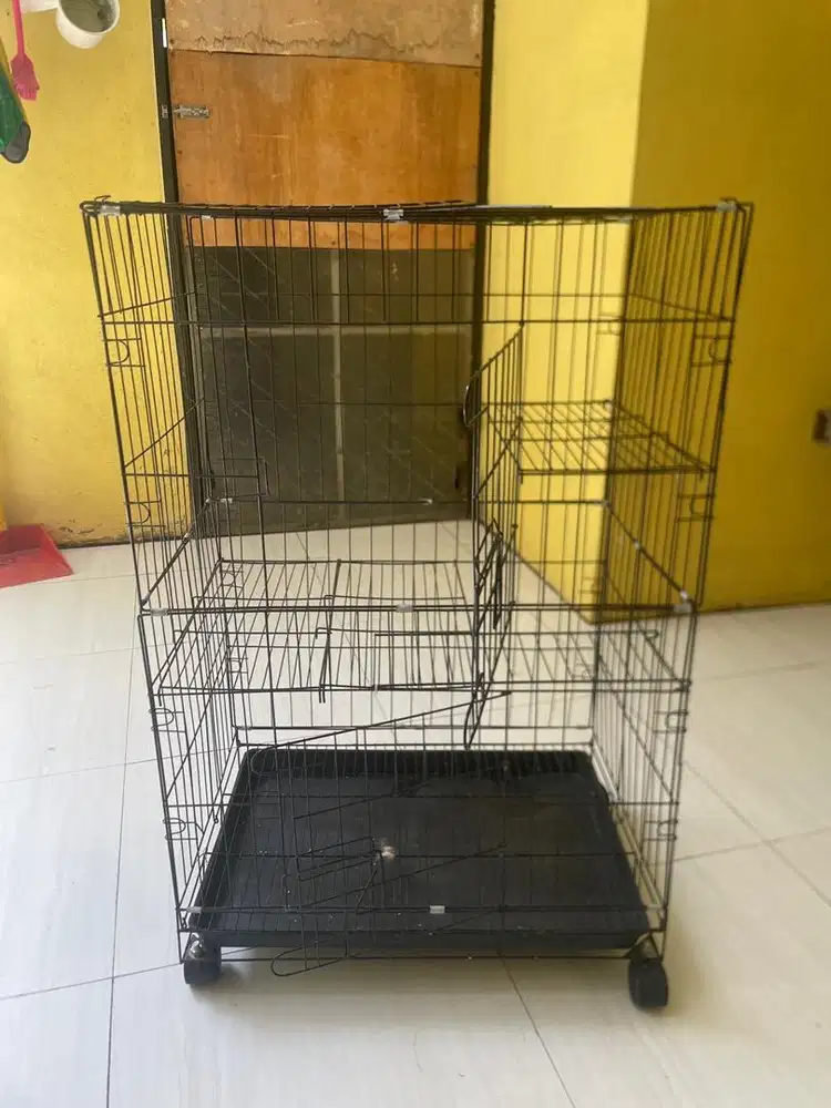 KANDANG KUCING 3 tingkat roda 100x60x45