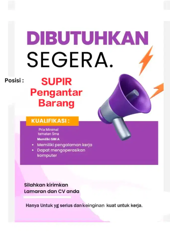 LOWONGAN KERJA SUPIR L300
