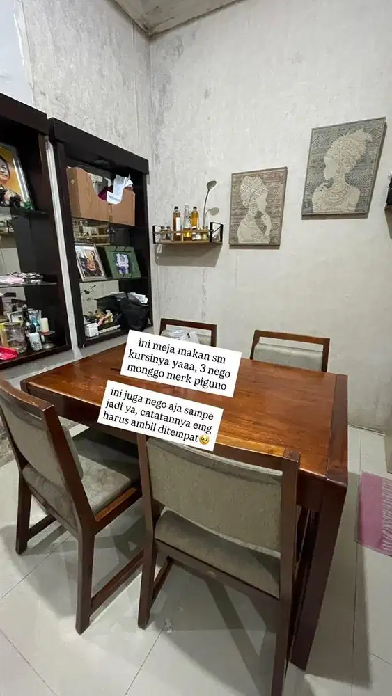 Dijual meja makan beserta kursi merk piguno