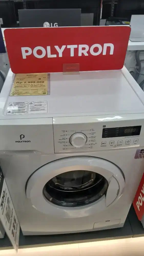 MESIN CUCI POLYTRON DISPLAY PFL8051 CICILAN/CASH BISA ERABLUE CIRENDEU