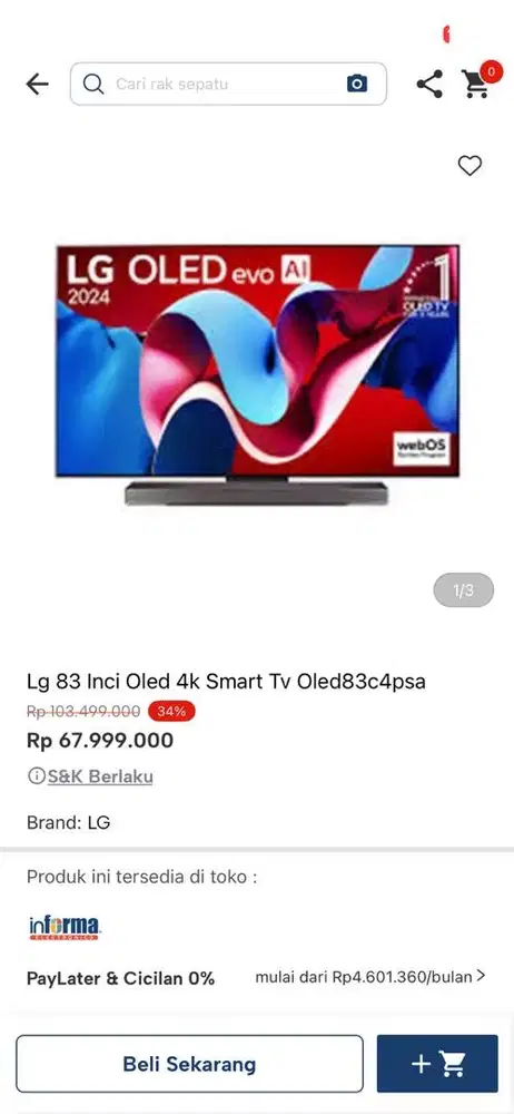 LG SMART TV QLED 83inci