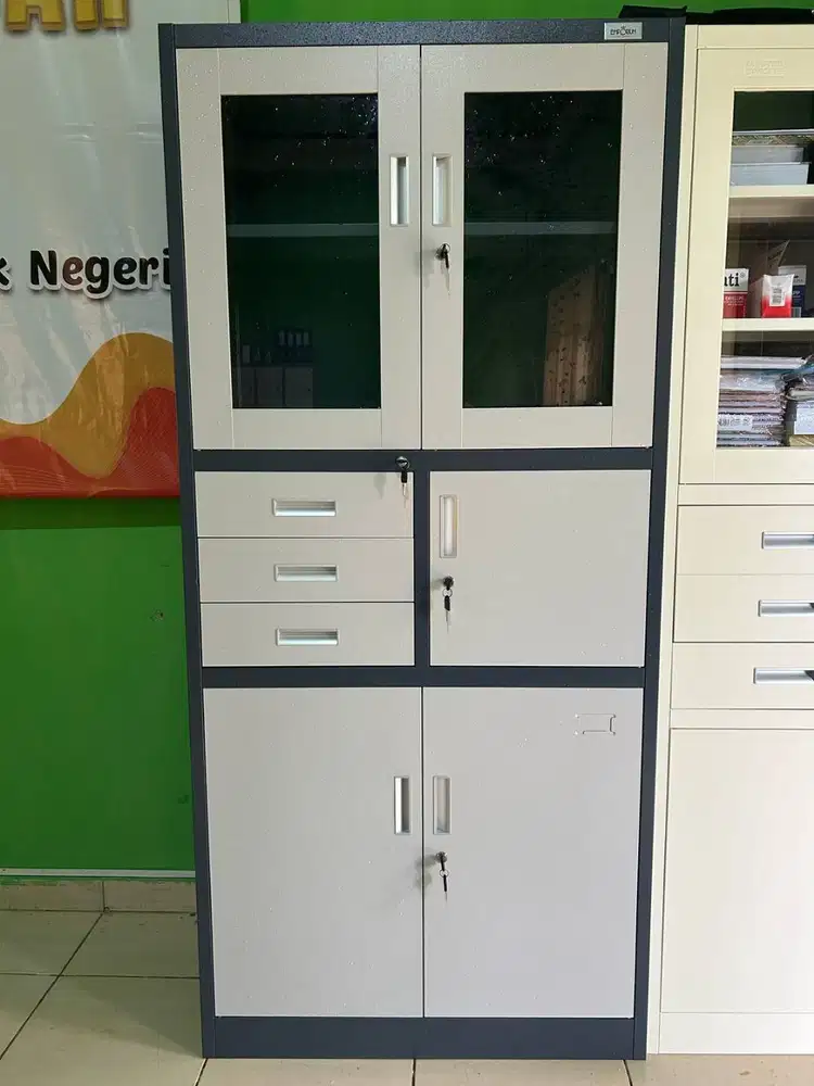PROMO LEMARI ARSIP BESI 2 PINTU DENGAN LACI + BRANKAS SALE TERLARIS