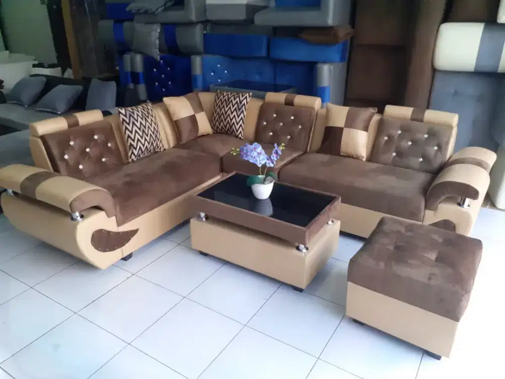Sofa engkel satu cokelat