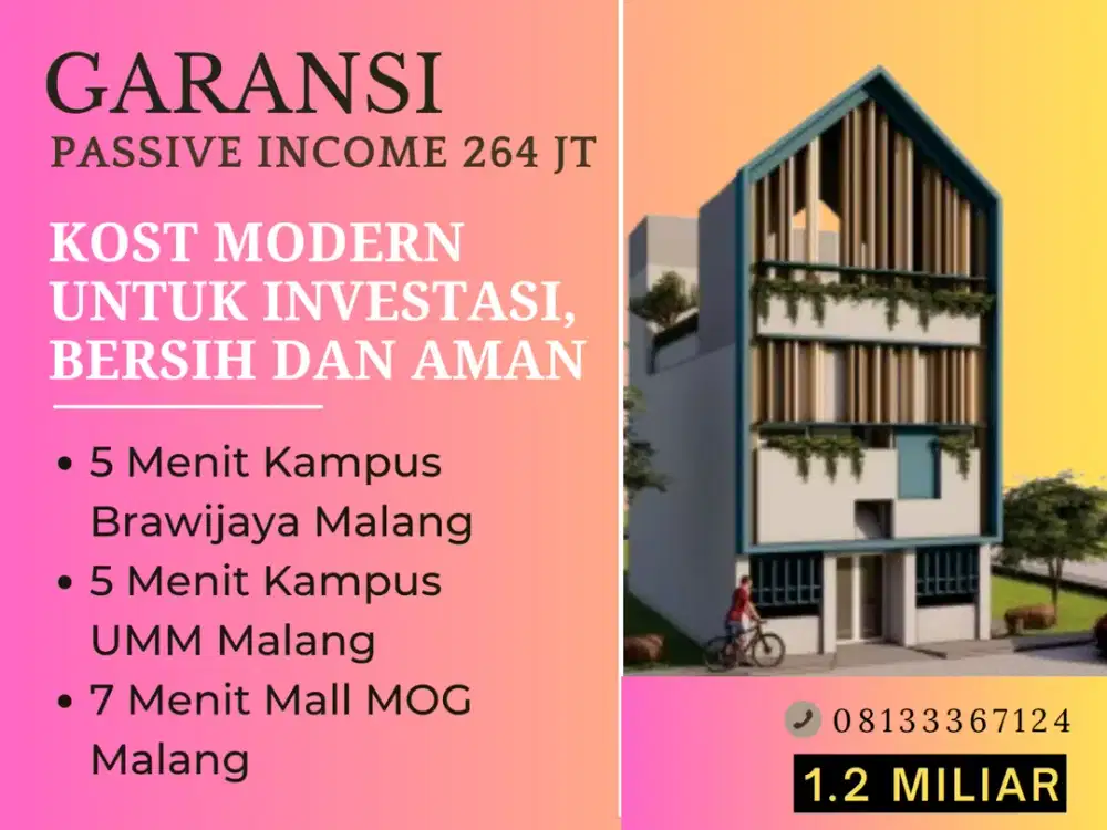 5 Menit Kampus UNISMA Malang Rukost Dijual Pendapatan Ratusan Juta Setahun SHM Pecah