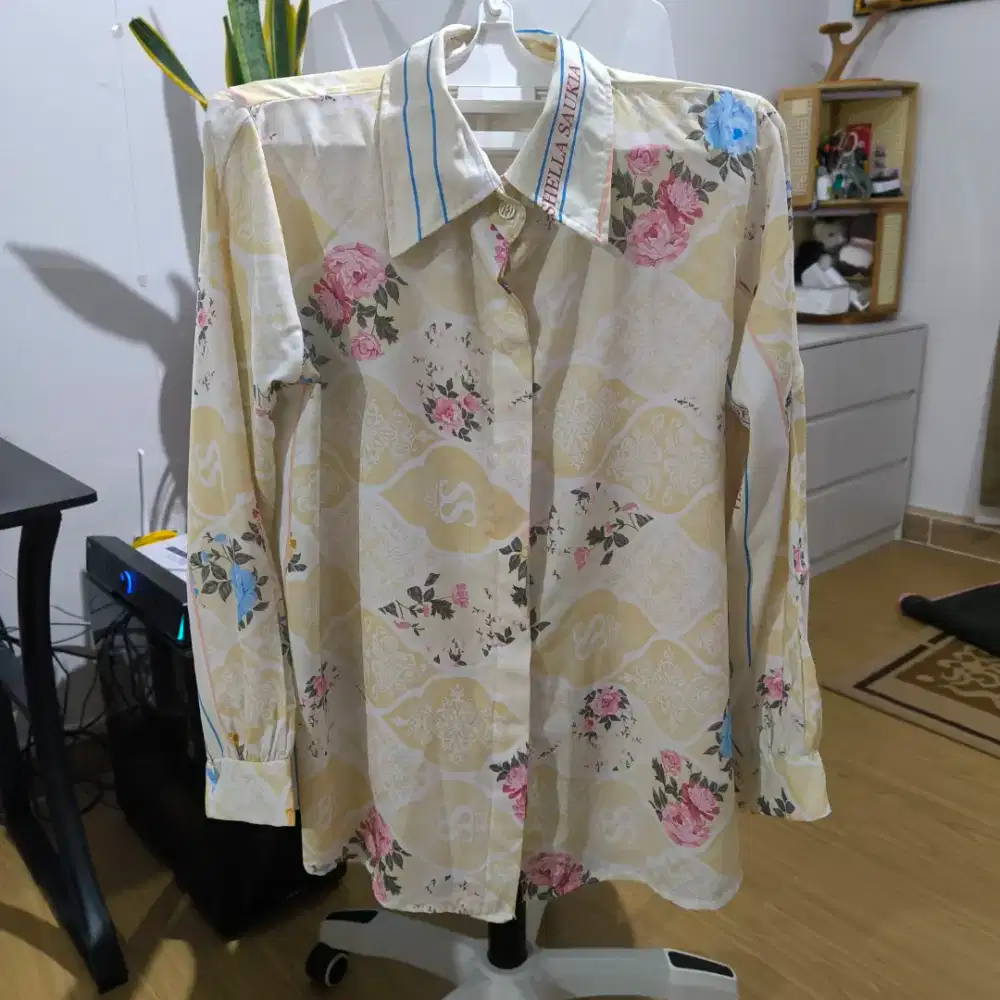 SS Baju Atasan Kemeja Blouse Wanita Kuning Pastel Shella Saukia