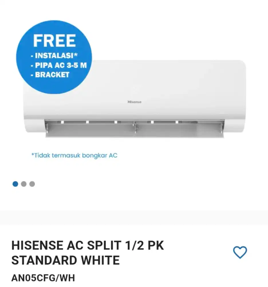 HISENSE AC SPLIT 1/2 PK STANDARD WHITE