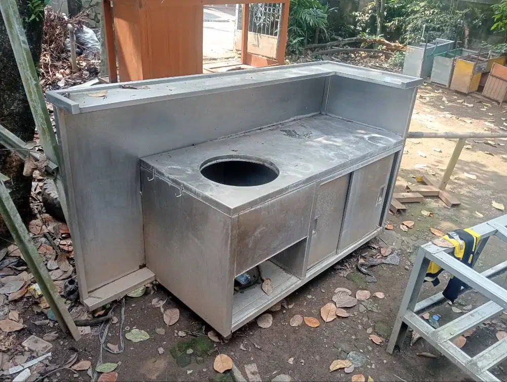 Meja stainless mie ayam, bakmie