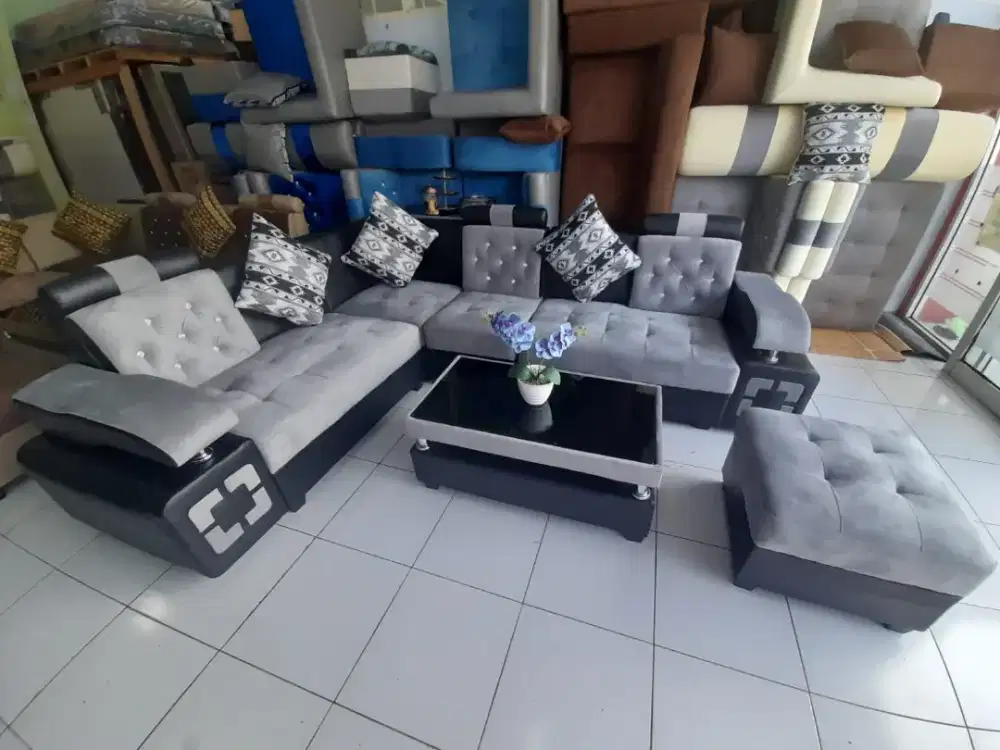 Sofa engkel satu abu hitam