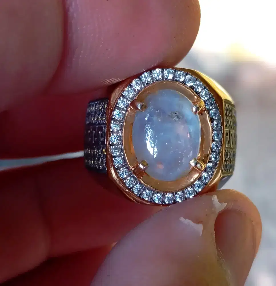 Silky milky star blue safir Ceylon Srilanka no heated memo ring perak