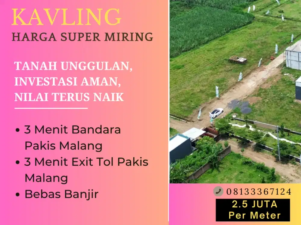 Jual Tanah 3 Menit Bandara Abd Saleh Malang Sertifikat Split