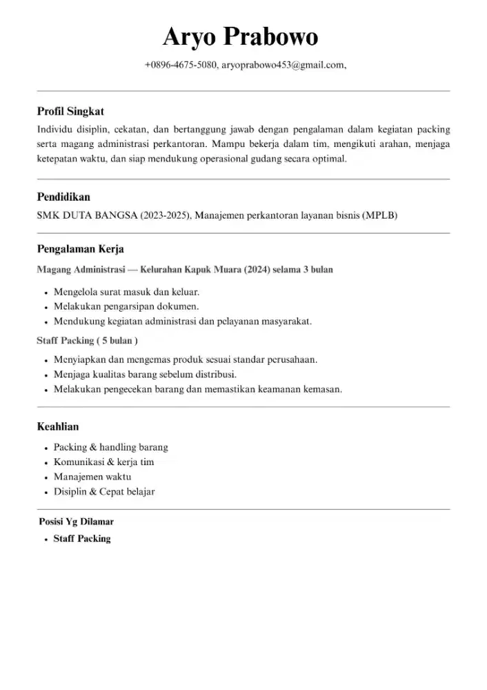 Mencari info lowongan packing