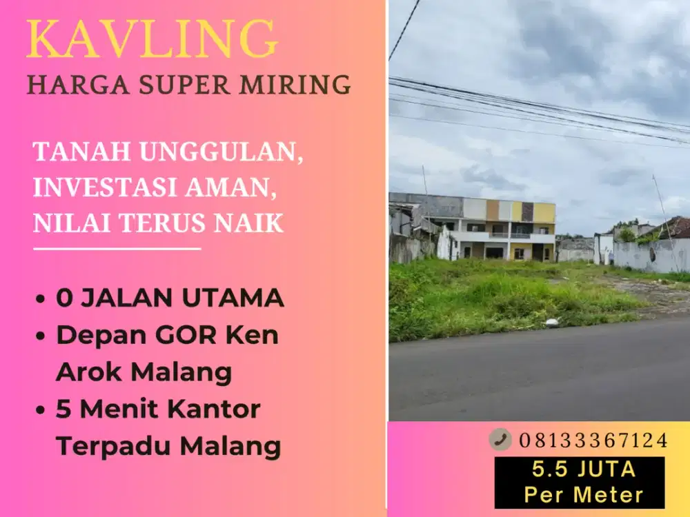 5 Menit Universitas Terbuka Malang Jual Tanah Kavling Sertifikat Pecah