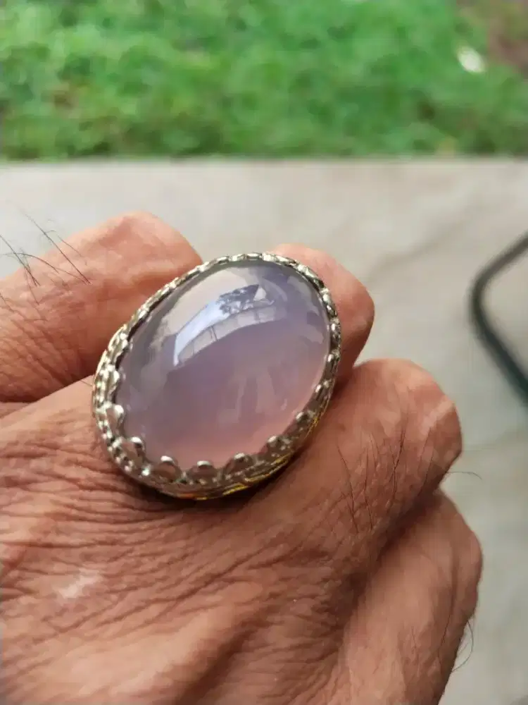 Cincin Batu Lavender serat kura Baturaja Asli