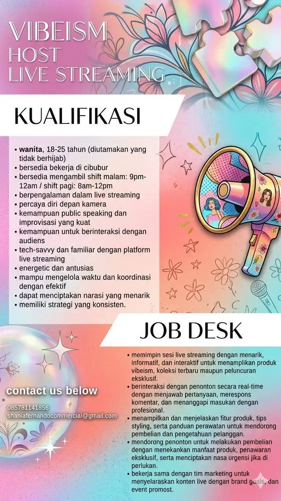 Dibutuhkan Host Live Perempuan Usia 18 - 25th