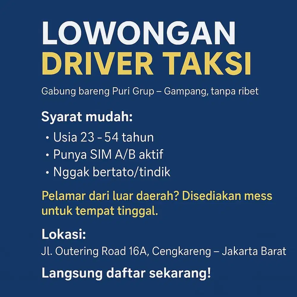 Lowongan kerja driver bandara