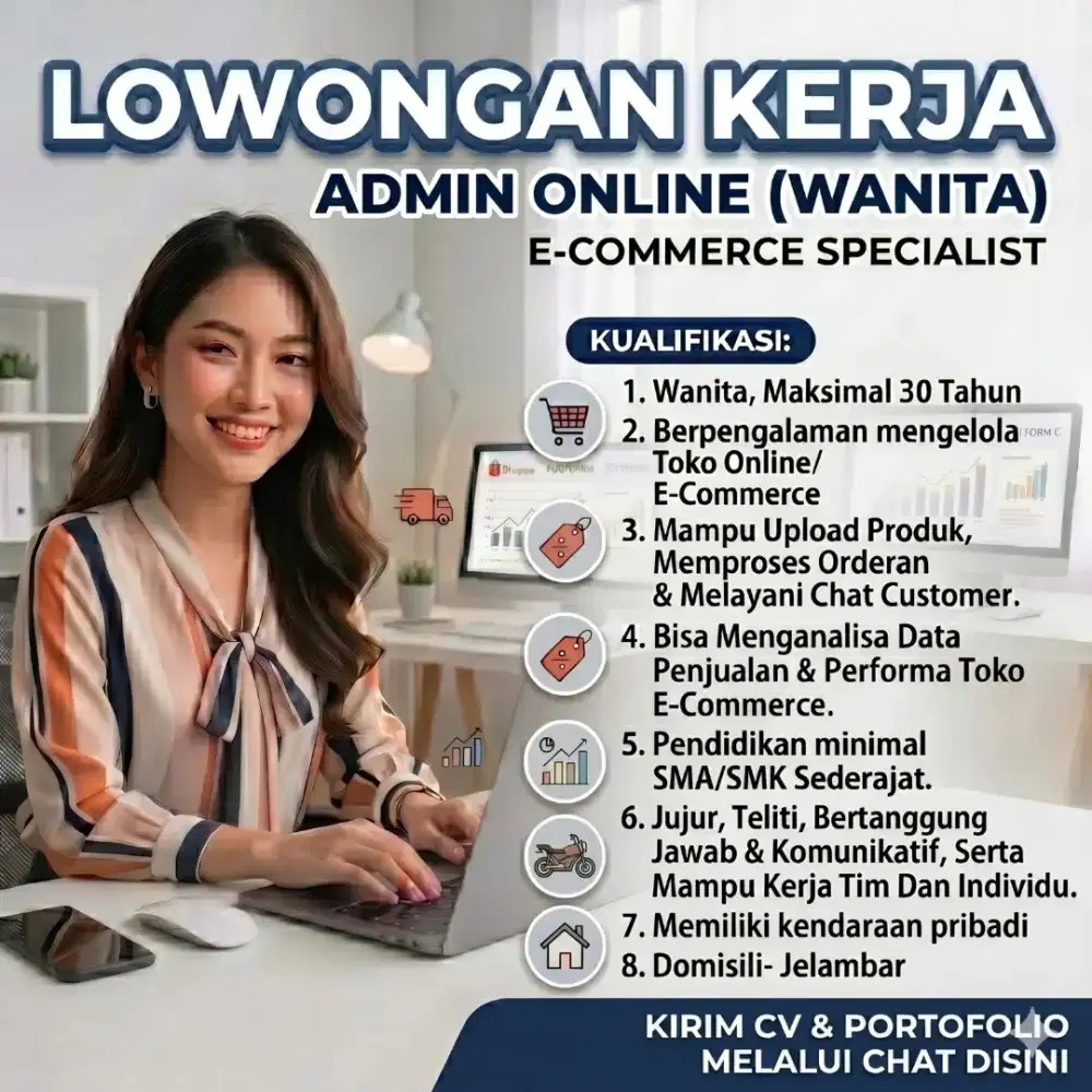 LOWONGAN PEKERJAAN DI CARI ADMIN WANITA UNTUK E-COMMERCE
