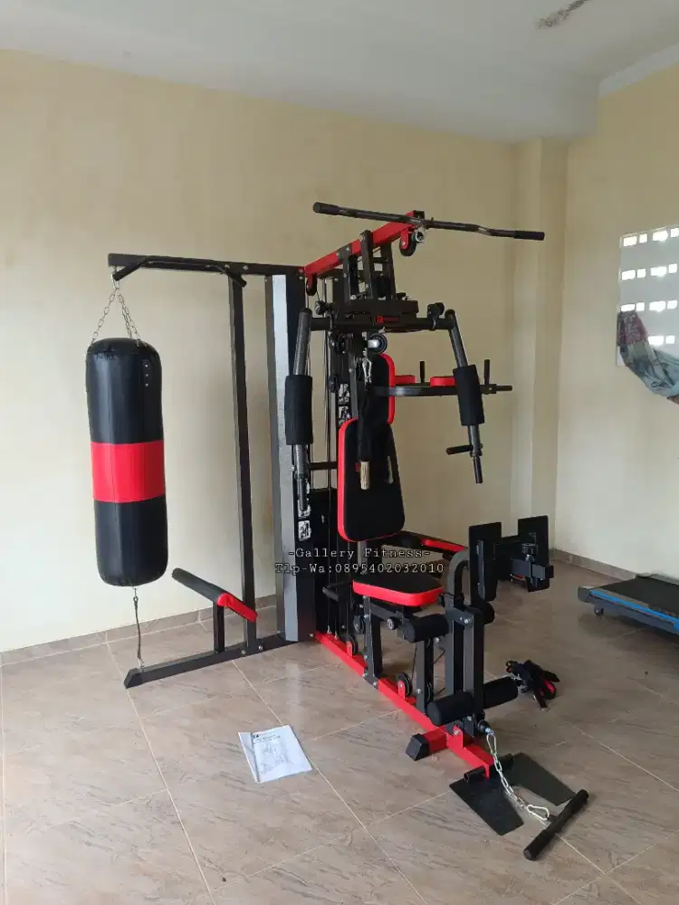Home gym 3 sisi + leg pres dan samsak
