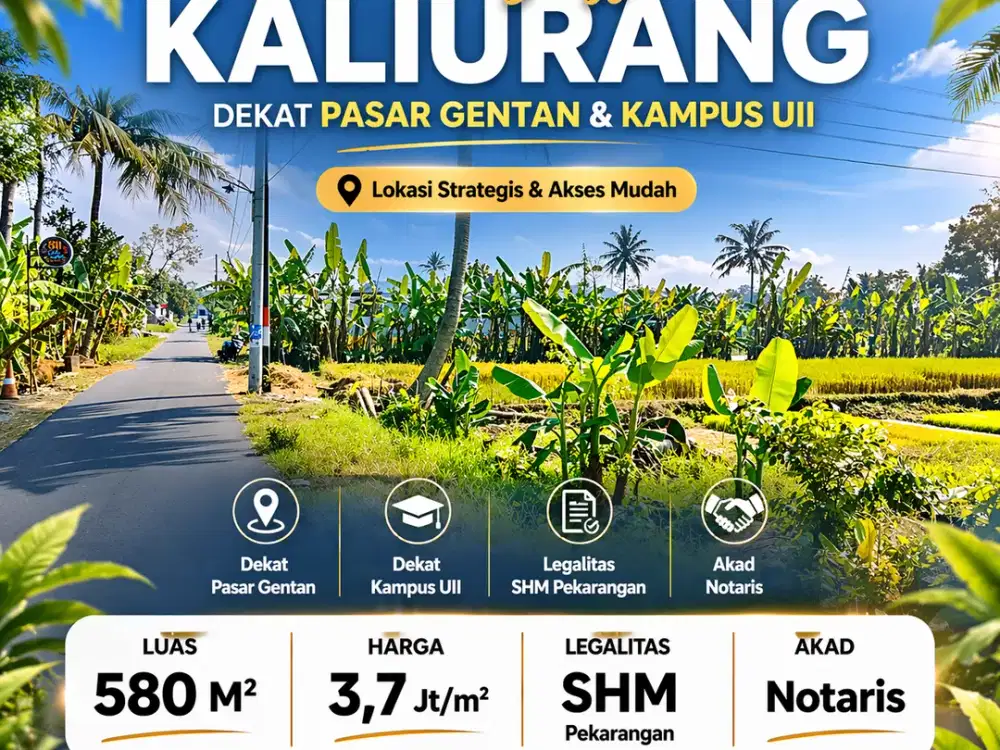 TANAH PREMIUM hanya 300 Meter dari jln Kaliurang  km 9