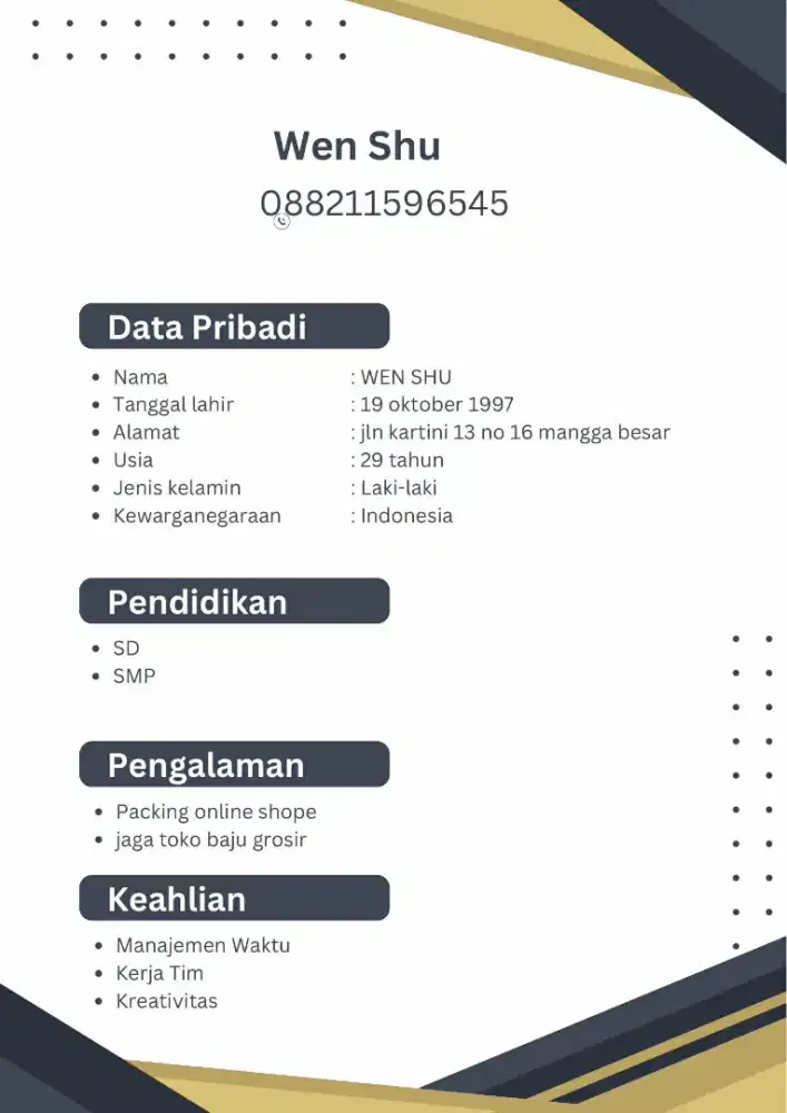 Saya lagi cari kerjaan untuk cowo