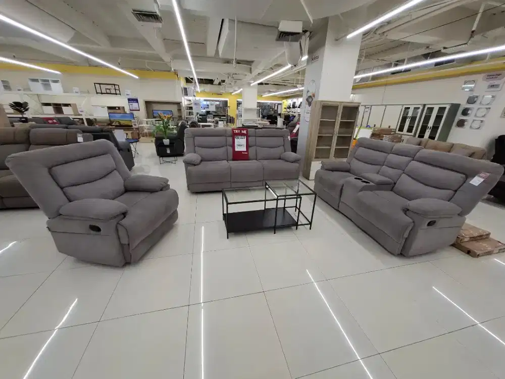 Sofa Recliner Mewah Set Abu abu