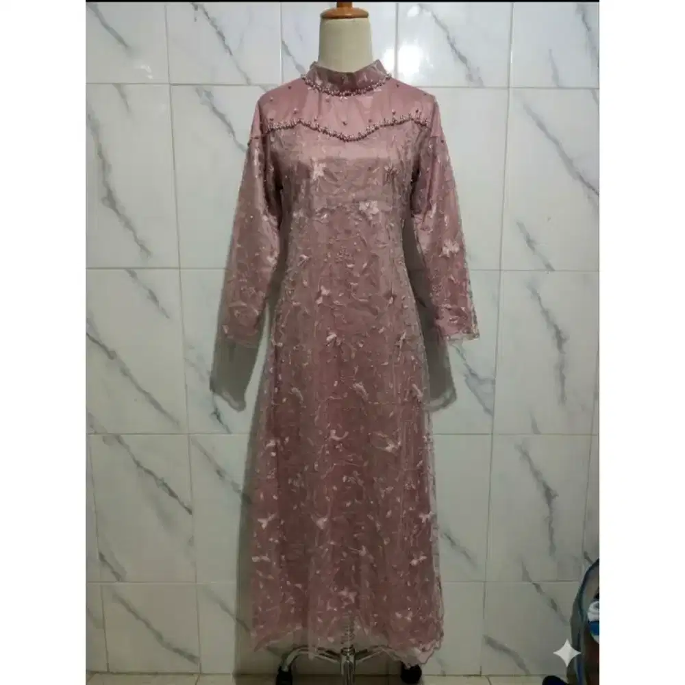 Dress gamis bridesmaid cantik dusty pink