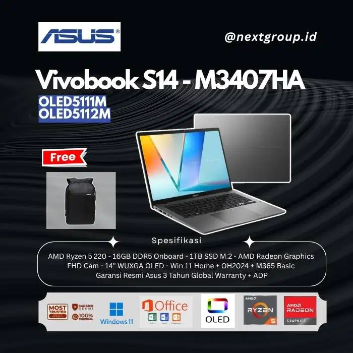 ASUS Vivobook S14 M3407HA OLED5111M OLED5112M - AMD Ryzen 5-220/16GB/1