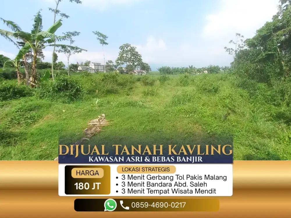 Cocok Bangun Rumah Tanah Dijual 3 Menit Bandara Pakis Malang Sertifikat