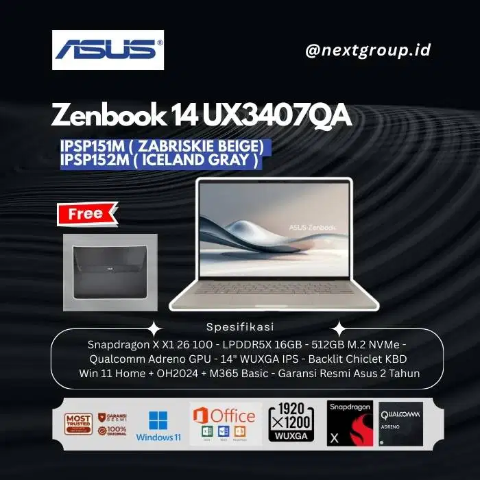 ASUS Zenbook A14 UX3407QA IPSP151M IPSP152M - Snapdragon X X1 26 100/1