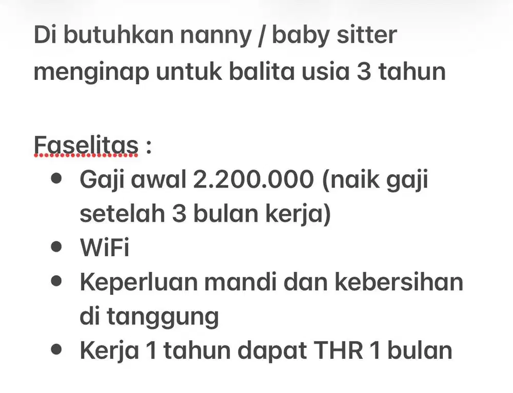 Baby Sitter Balita 3 tahun