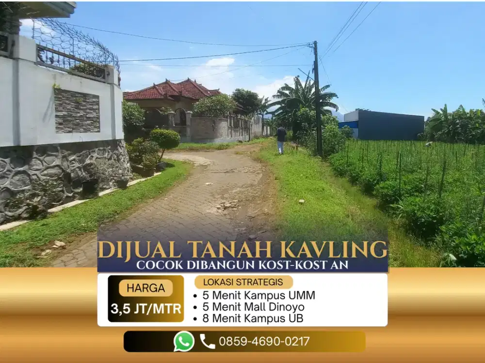 5 Menit Apartemen Begawan Tlogomas Malang Sertifikat Cocok Dibangun Kost Tanah Kavling Perumahan