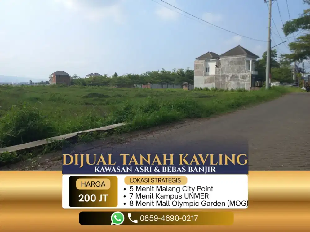 6 Menit MOG Malang Jual Tanah SHM Pecah Untuk Dibangun Rumah