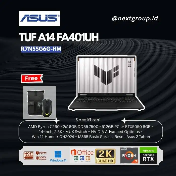ASUS TUF A14 FA401UH RYZEN 7 260 RTX5050 8GB/ 32GB 512GB W11+OHS+M365B