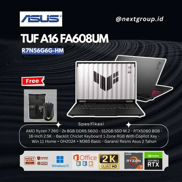 ASUS TUF Gaming A16 FA608UM-R7N56J6G-HM - AMD Ryzen 7-260/16GB/512GB/R