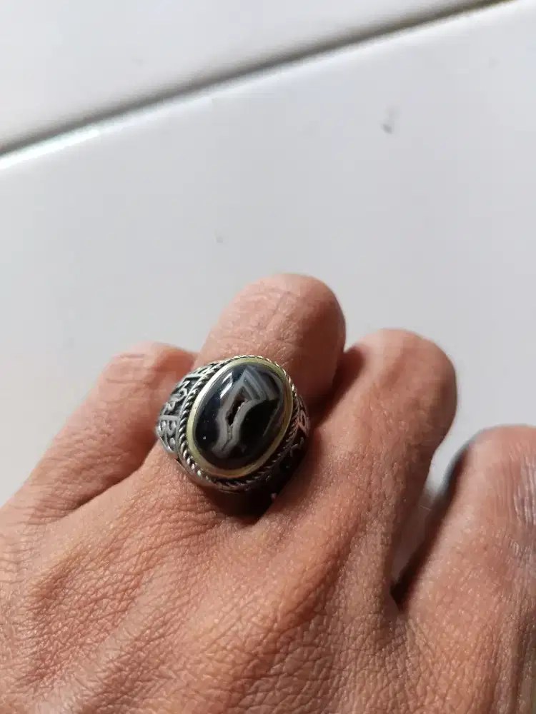 Batu Cincin Akik Permata Natural Agate Yaman Combong Unik Antik
