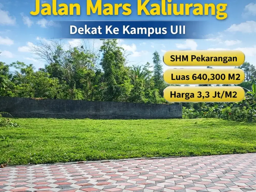Tanah Jogja Kost Area Kampus UII Kaliurang SHM Pekarangan