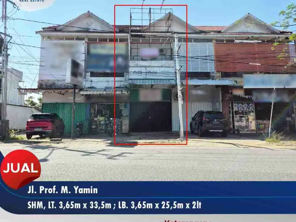 Dijual ruko 2lt cocok untuk usaha di pinggir Jl. Prof. M.Yamin - Pontianak