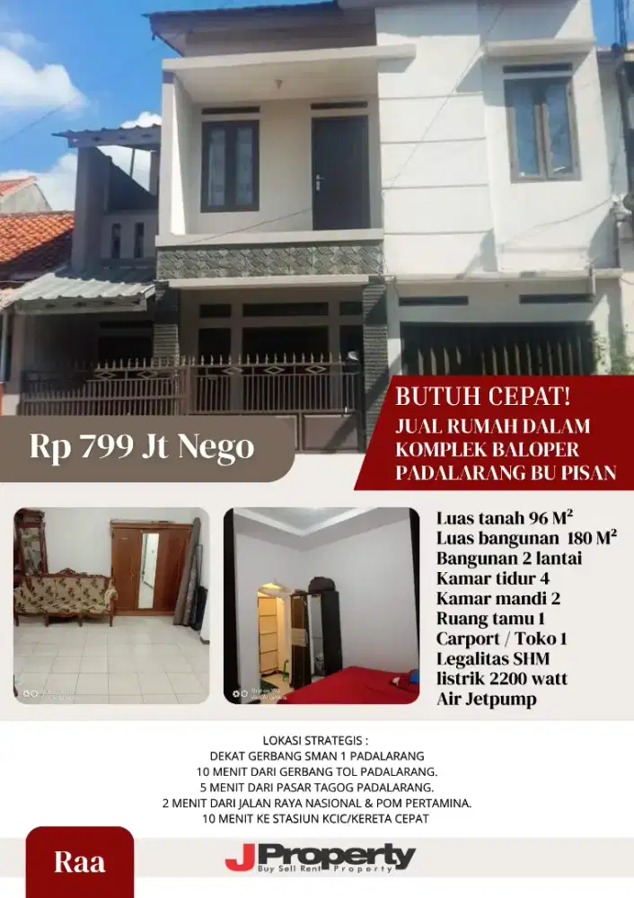 BUTUH CEPAT JUAL RUMAH DALAM KOMPLEK BALOPER PADALARANG BU PISAN