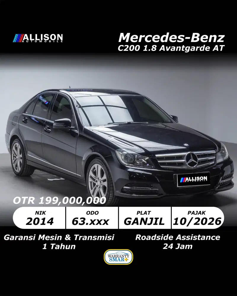 [VERYLOW KM!!!] Mercy C200 1.8 CGI Avantgarde Metik 2014 NoPol Ganjil